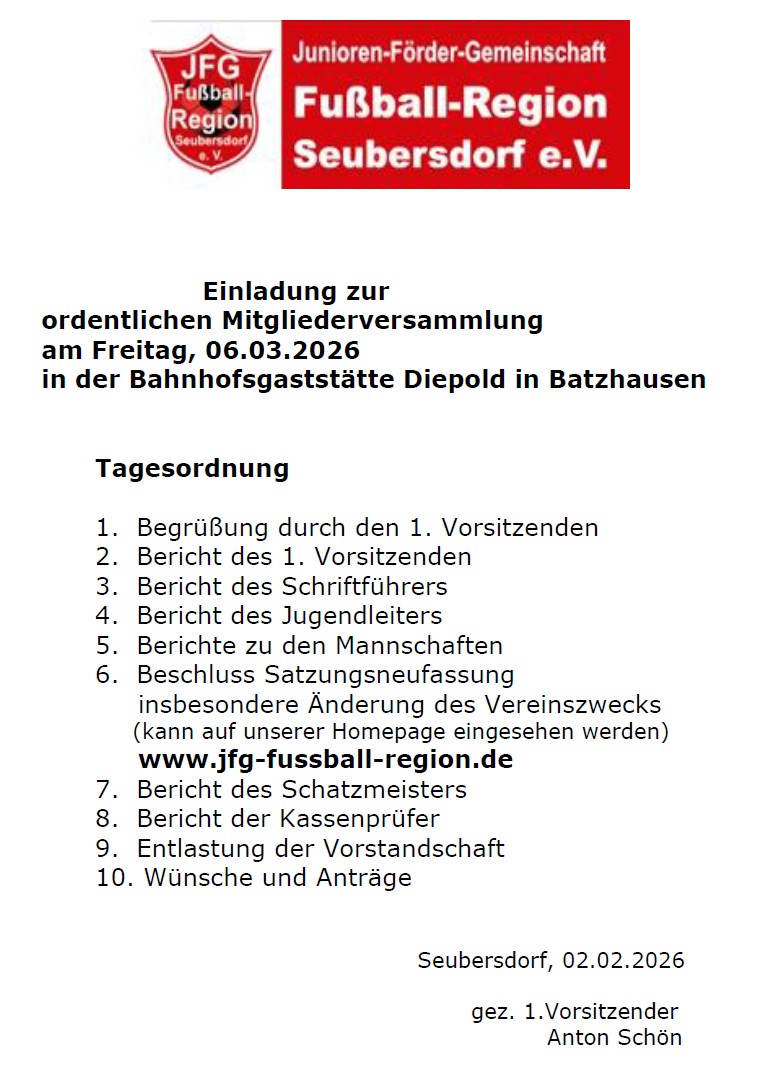 Mitgliederversammlung am 06.03.2026