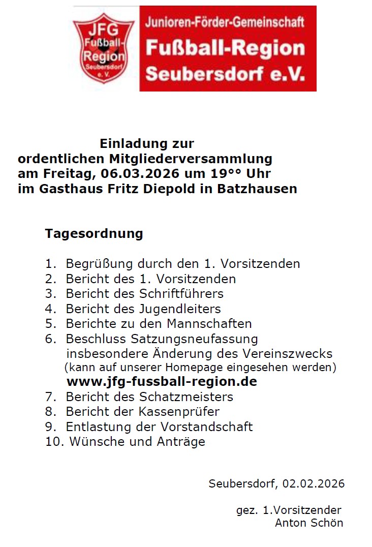 Mitgliederversammlung am 06.03.2026